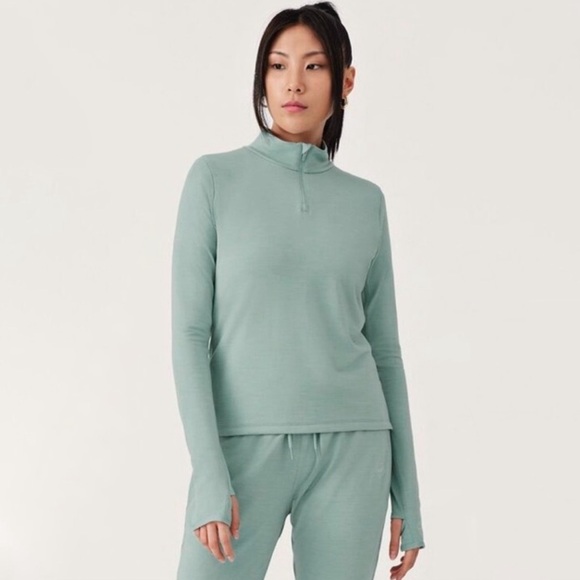 Allbirds Natural Run Mid Layer Half Zip Pullover In Green Hush - Picture 1 of 1